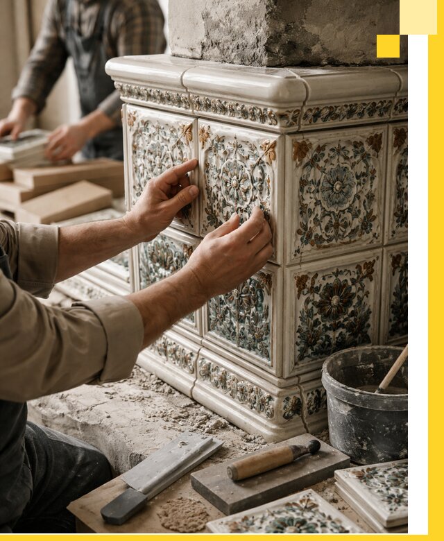 Изразцовые камины под ключ в Горном-Алтайске: проект и монтаж