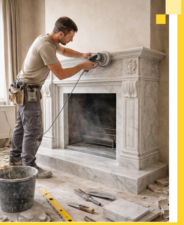 Изготовление и установка мраморных каминов в Горном-Алтайске под ключ