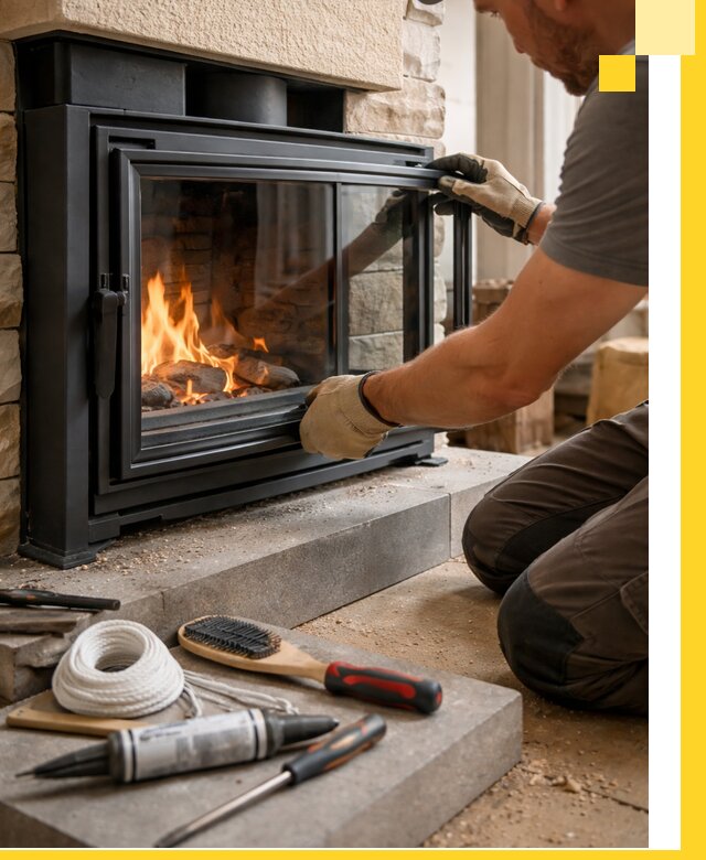 Производство, монтаж и доставка каминов со стеклом в Горном-Алтайске