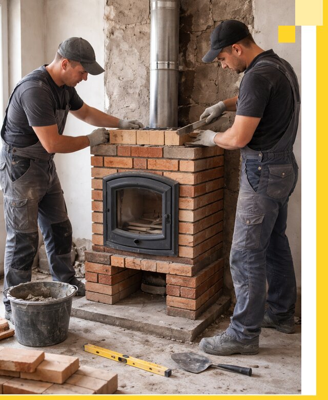 Монтаж печи камина под ключ в Горном-Алтайске с гарантией и пусконаладкой