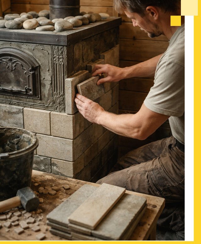 Облицовка банных печей в Горном-Алтайске профессиональная отделка