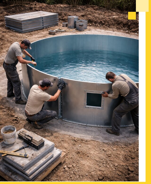 Круглые бассейны под ключ в Горном-Алтайске проектирование и монтаж