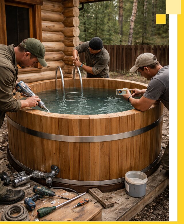 Строительство бань с купелью под ключ и отделкой в Горном-Алтайске