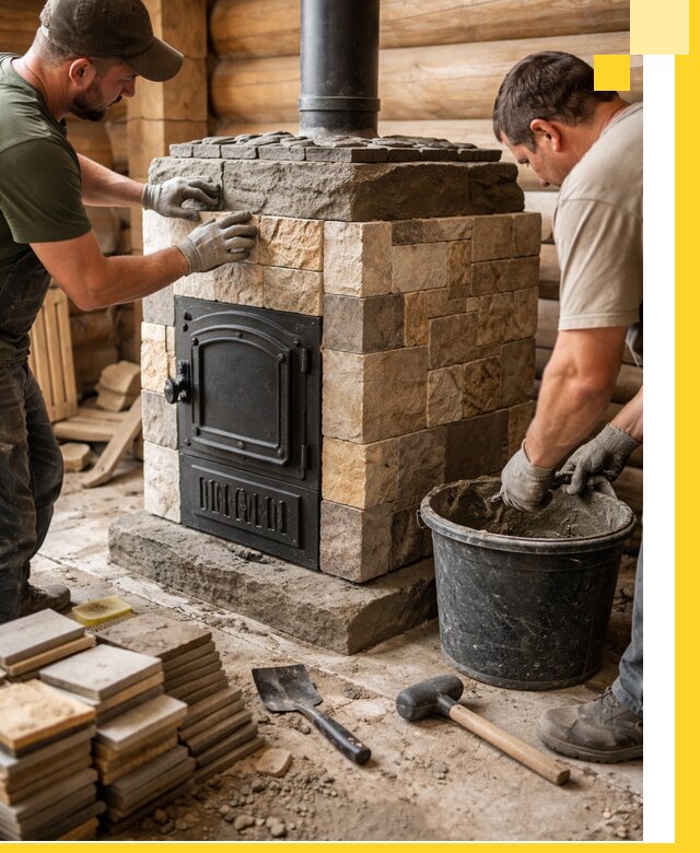 Облицовка банной печи под ключ в Горном-Алтайске: камень и плитка