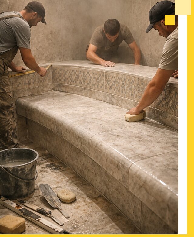 Изготовление и установка сидений для хамама в Горном-Алтайске