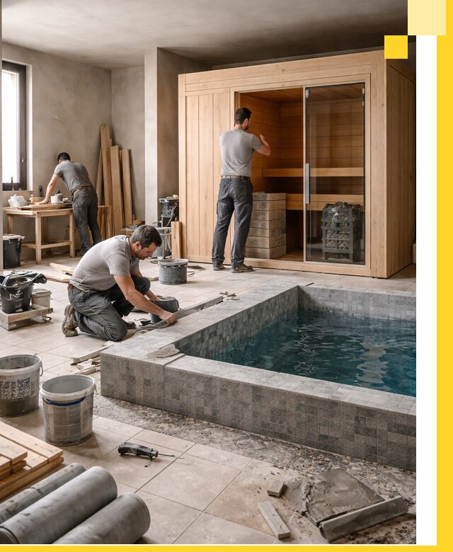 SPA зоны под ключ с бассейном сауной и печью в Горном-Алтайске